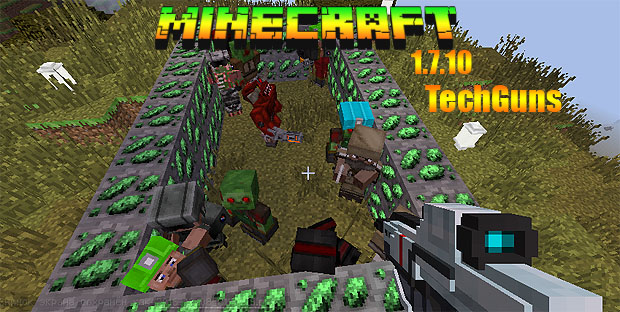 Download Minecraft 1.7.10 with Techguns mods for weapons