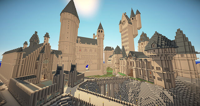 Download a map for Minecraft with a built castle