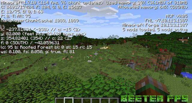 BetterFPS mod for Minecraft 1.12.2 / 1.7.10