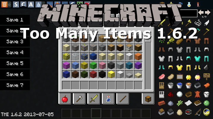 Download Too Many Items mod for Minecraft 1.6.2